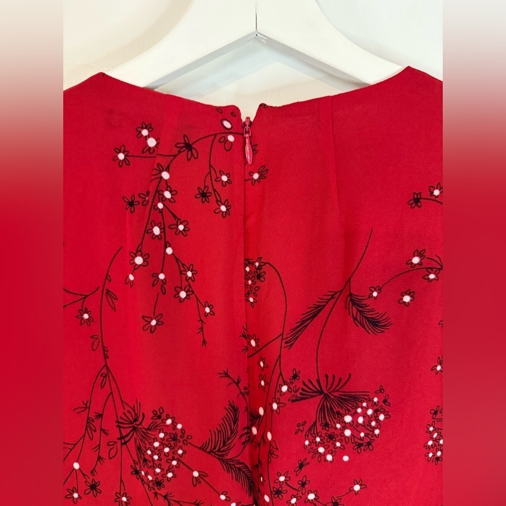 Madewell Women’s Red Windswept Floral Hazelwood Wrap-Front Mini Dress - Size 2 - Picture 6 of 10